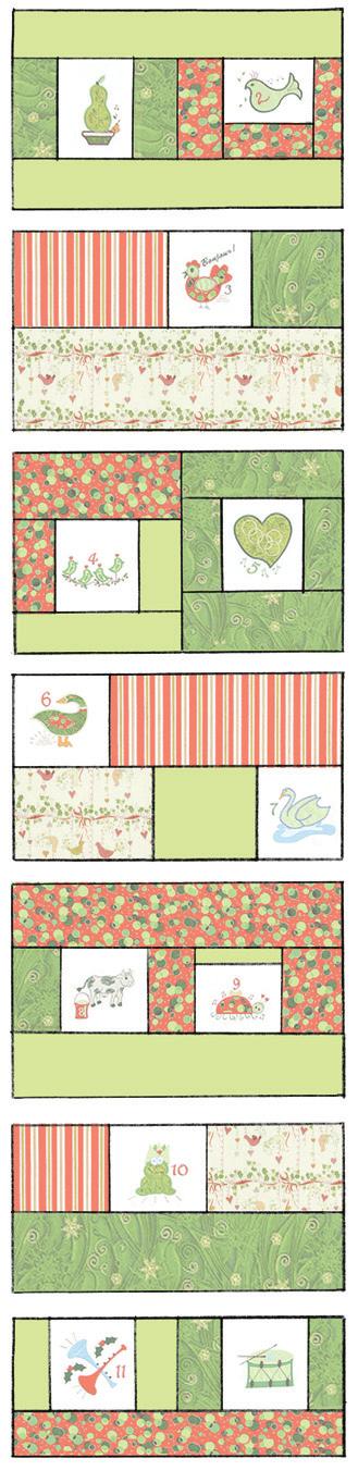 TABLE RUNNER DIAGRAM Row Design 5" x2 2" Row 2 Design 2 x4 2" 2" 6 2" 3 4" Design 3 6 4" 0" 5 2" Adorn your dining room with a charming, whimsical Christmas-themed table runner that you and your