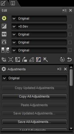 Adjustment manager These tools are accessed by clicking the buttons and adjusting settings in the adjustment palette.