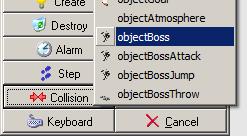 First, we'll add a collision between the main character and the boss. It is very similar to the collision with the chaser, so we can duplicate that to get started.