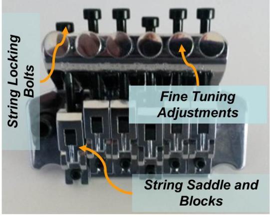 The floating bridge is balanced (positioned) between the tension of the strings and the tension of the springs in the back pocket in the body of your guitar.