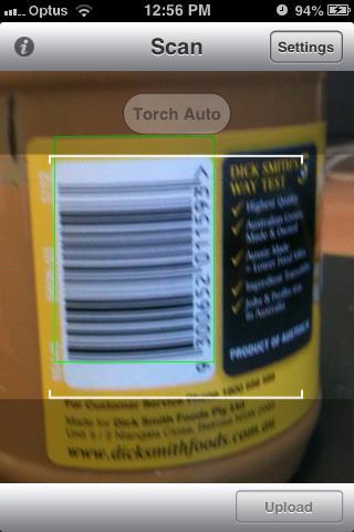 4 Collecting photos of supplements Step 1: Scan the barcode of the product by holding the iphone over it. A green outlined box will appear when then camera has detected a barcode.