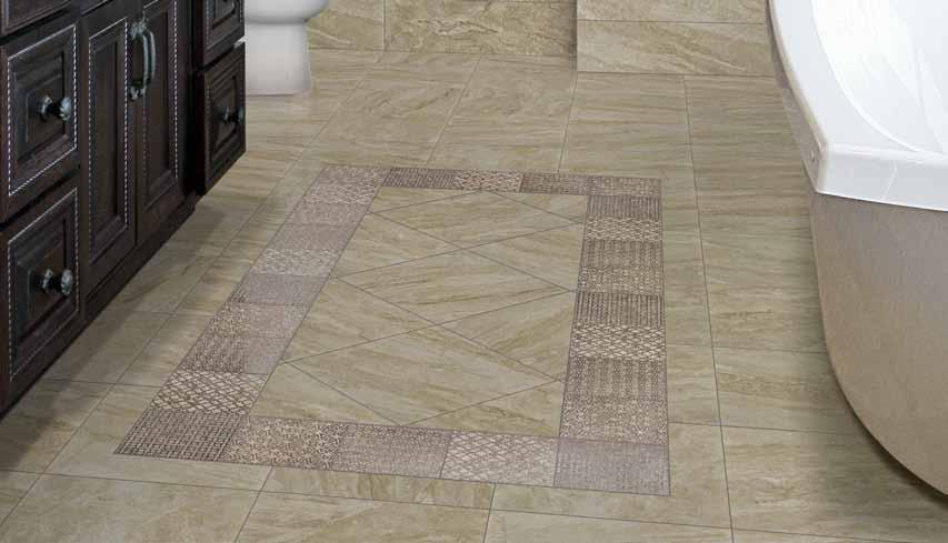 Shown: 28434 12x12 & 12x24, 28400A/I6x6 Warm Insert, 28400B/I6x6 Warm Insert, Typical Uses M I N G L E BY Mingle HDP porcelain tile is ADA Compliant & is appropriate for all residential and