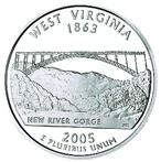 30 KM# 373a 6.25 g., 0.900 Silver 0.1808 oz. ASW, 2005S 1,679,600 8.50 West Virginia KM# 383 5.67 g.