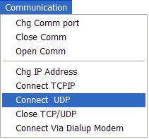 Click "OK" (the Master Radio doesn't use a Port Number). Establish the IP connection with the "Communications"/"Connect UDP" menu.
