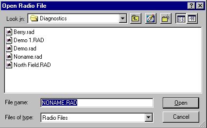 Find and select and open the Network List file desired, using standard Windows methods. (If the file name is typed in, the ".rad" extension is not needed.) 5.