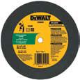 TYPE 1 BONDED ABRASIVES (continued) Type 1 CUTTING WHEELS THICKNESS ARBOR GRIT APPLICATION MA RPM PACK Metal Chop Saw Wheels DW8005 10" 7/64" 5/8" A24R General Purpose Metal Cutting 6,100 10 DW8004
