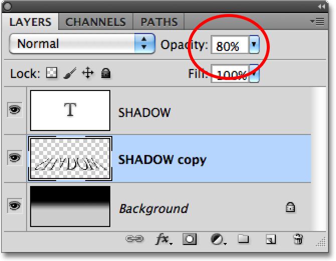 Step 8: Lower The Layer Opacity Since most shadows don t appear as a solid color, lower