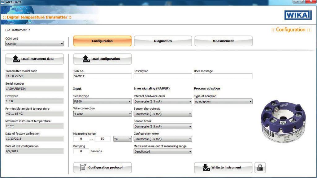 Configuration software WIKAsoft-TT Accessories WIKA configuration software: