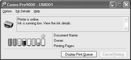 Getting the Ink Level Information Printing Maintenance Ink Level Indication on the Printer You can confirm the ink level in each ink tank through the ink lamps.