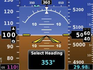 Flight Instruments When displaying the Selected Heading, a light blue bug on the tape corresponds to the Selected Heading. When displaying Ground Track, a magenta bug is displayed on the tape.