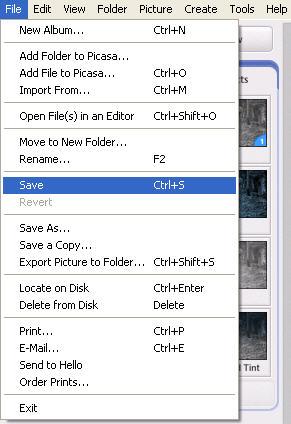 CLICK FILE>SAVE to save your photo under the same name as it was saved under before.