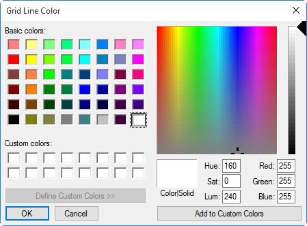 Grid Line Color : Selecting this option displays the following dialog, where you can choose the color of the lines in the framing grid.