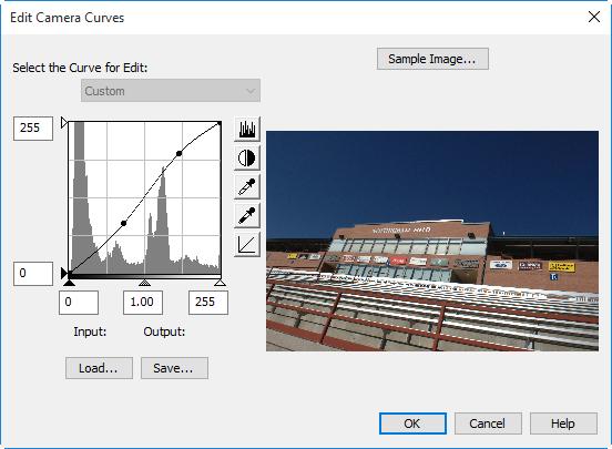 The Camera Menu 2/7 This option is used to create a custom tone compensation curve and download it to the camera, where it applies when Custom is selected for the camera tone compensation option.