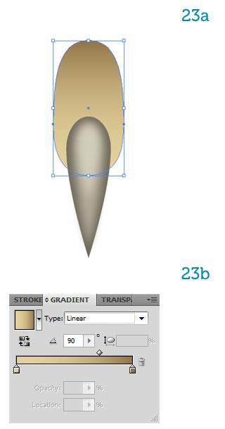 Step 23 Draw the toe behind the claw (23a) and fill it with the gradient