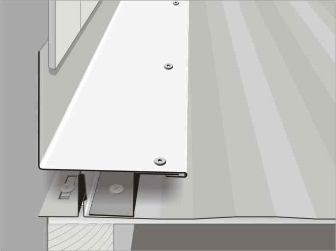As with the gable rake, the standard sidewall fastens with rivets to installed over the roof and, like 8 step rake, step sidewall mounts directly to the roof with roofing screws.