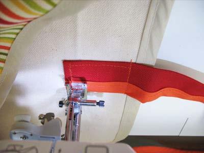tote. Sew a seam 1/8" seam around the sides of the strap/handle