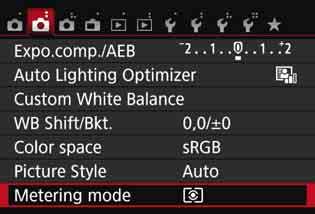q Changing the Metering ModeK Four methods (metering modes) to measure the subject s brightness are provided. Normally, evaluative metering is recommended.