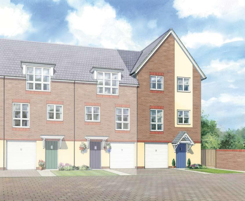 the Richmond Plots 259 & 263 An attractive 3 bedroom townhouse with integral garage and en-suite and built-in wardrobes to master bedroom.