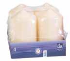205-223016-35 4002653 783091 4002653 083252 PILLAR CANDLE 100 x 58 mm tray of 4 dipped quality 100 x 58 mm 1 carton = 8 trays 336 cartons ±27h ITEM NO.