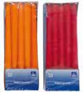 TAPER CANDLES pack of 10 dipped quality, with high stearin content 245 x 23,5 mm 1 carton = 12