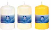 PILLAR CANDLES 1 PILLAR CANDLE 80 x 48 mm dipped quality, individually shrink-wrapped 80 x 48 mm 1 carton = 10 pieces 306 cartons ±14h 205-223010-10 4002653 769309 4002653 069393 205-223010-14