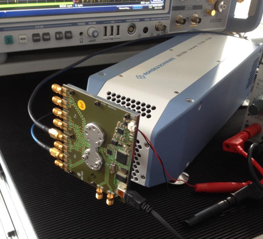 Test Results Fig. 3-13 shows a photo taken of a setup for testing the receiver part of a mm-wave transceiver.