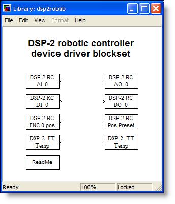 CHAPTER 4: DSP-2 BLOCK REFERENCES 42 4.2. DSP-2 robotic controller device driver blockset DSP-2 robotic controller blocks can be used in Simulink model only, if DSP-2 robotic controller is attached to the DSP-2 controller!