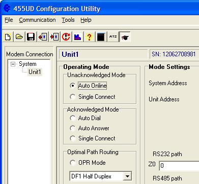 To load the configuration of an existing module, select Load new modem into system from the System screen. 3.