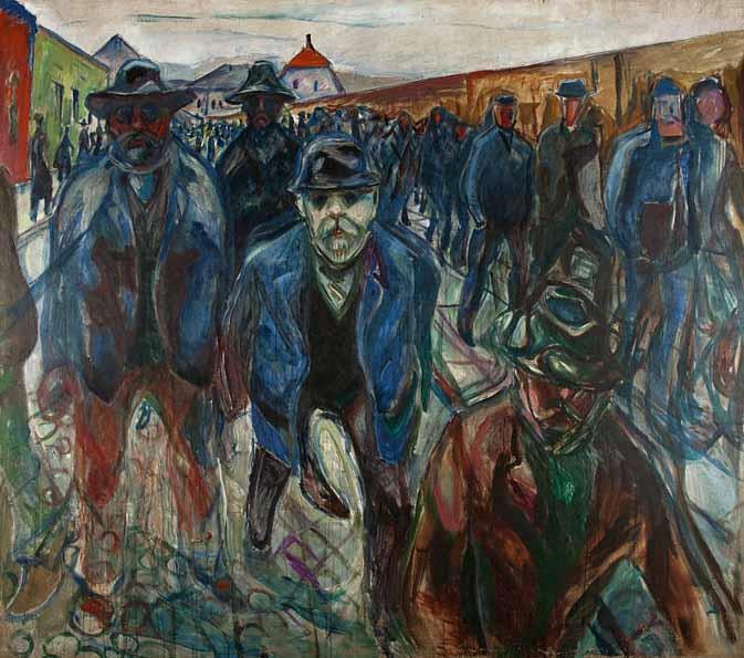 Edvard Munch Workers on their Way Home 1915 Munch portrays