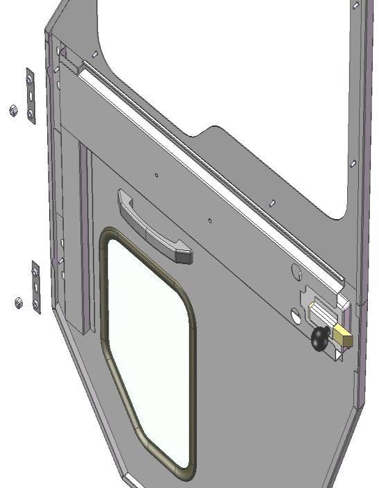 screws, washers and nyloc nuts. Fig. 14 H H 6. Door Preparation / Installation i) Mount door adjuster plates (J in Fig.