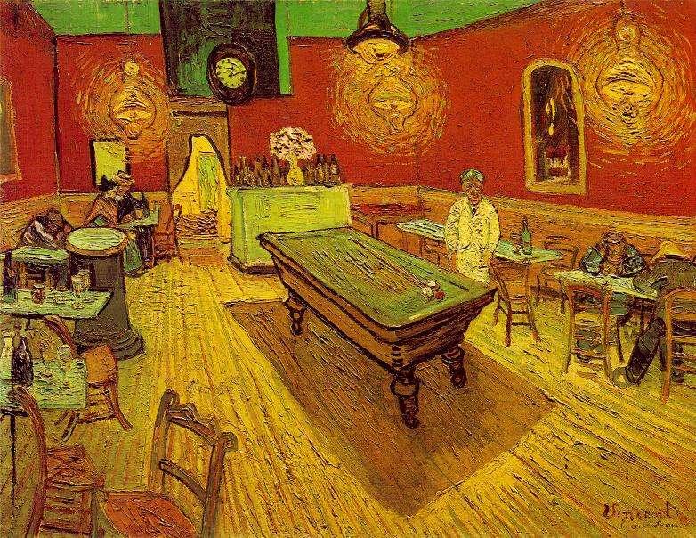 Red and Green for van Gogh I have tried to express the idea that the café is a place where one can ruin oneself,