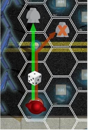 Use the guide pictured at right to determine which direction is indicated by the die roll. RNG 0 is considered within every direction.