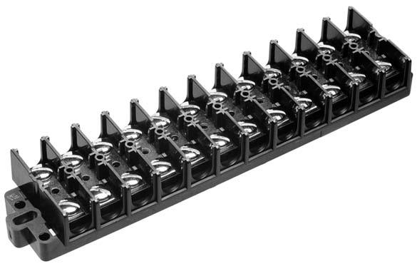 Series KU Base Mount Double Row Terminal Blocks Rating: 60A, 600V* Center Spacing:.65 (15.88 mm) Number of : -1 Wire Range: #6- AWG CU Screw Size: #- brass nickel plated Torque Rating: 0 in-lb.
