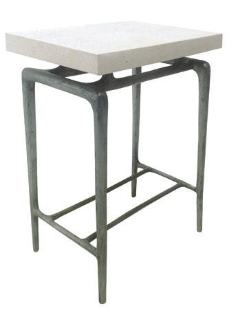 IRON RUSTIC, RAY SIDE TABLE- OVAL CAST ALUMINUM BASE W/RESIN TOP 23.5 W X 15.