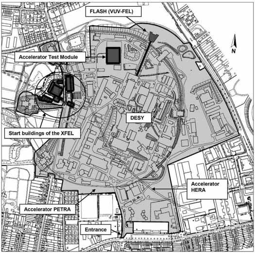 7.1.2 Civil construction 7.1.2.1 XFEL site DESY-Bahrenfeld Figure 7.1.4 shows an overview of the DESY site in Hamburg-Bahrenfeld. Figure 7.1.5 shows the new buildings that have to be constructed for the XFEL in the north-western area of the DESY site.