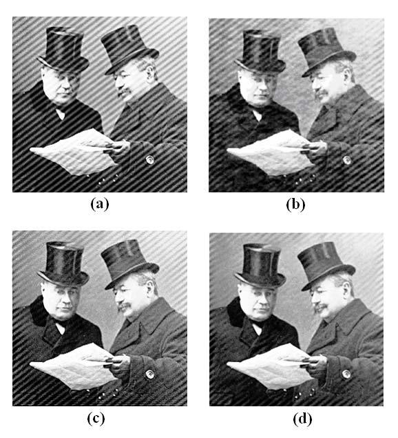 order to present a better comparison between methods, the histogram equalization is applied on all restored images.