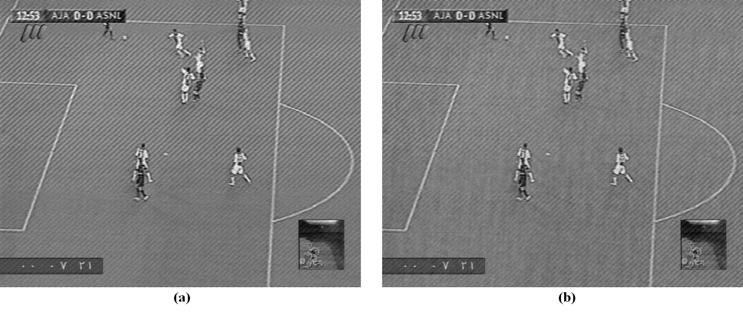 Figure 10: The visually comparison between the output of different restoration methods for restoring the TV image contaminated by a real complex periodic noise.