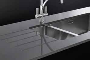 You can also choose ceramic or composite undermounts. The sink is mounted to the underside of the material, clipped and sealed in place for a watertight finish with BBcomplete.