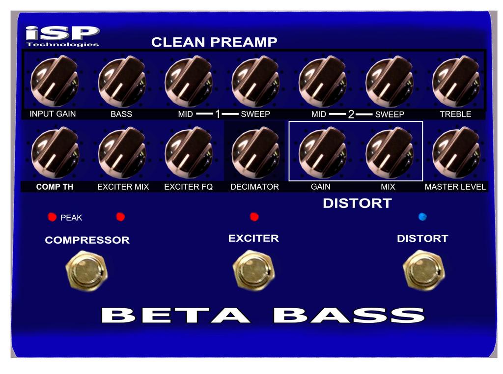 BETA BASS PREAMP PEDAL BETA BASS PREAMP PEDAL BETA BASS PREAMP PEDAL ISP Technologies introduces the Beta Bass Preamp Pedal which brings a truly professional bass guitar preamplifier to the floor.