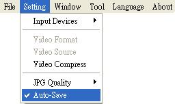 Fig. 2-12 auto-save option 1.7 Window The Windows can be chosen per USER s preferred window size, Fig. 2-13 shows the drop down menu of window size options.