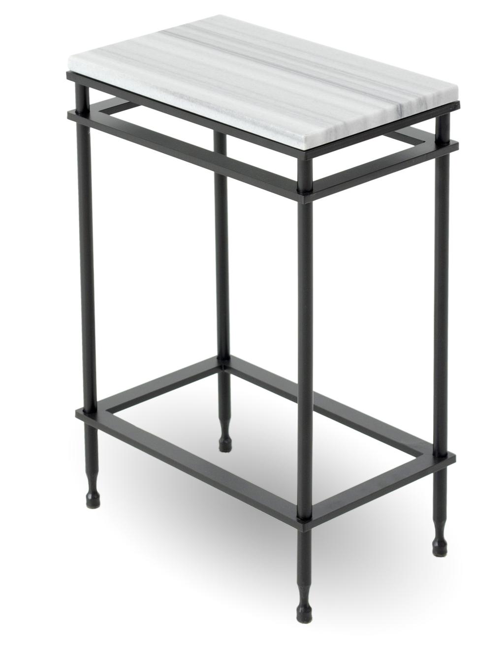 CF Finds Limited Edition Tops 7499 Limited Edition Empire Drink Table with White Stria top Table w 15 x d 9" x h 21½ Shown in Charcoal finish (73) with a limited edition White Stria top.