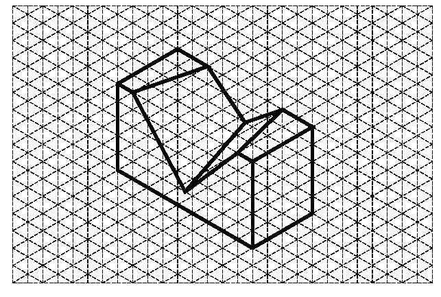 3. Create a multi-view CAD part drawing of the following part that you modeled as part of Activity 5.6 Mass Property Analysis. The grid spacing is 1 centimeter.