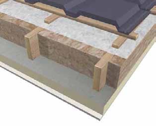 6.1.2 Design details: Pitched roofs Pitched roofs rafter level Between and below rafters Advantages 3 System achieves low U-value even with shallow rafters 3 Earthwool Rafter Roll 32 or Earthwool