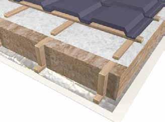 6.1.2 Design details: Pitched roofs Pitched roofs rafter level Between and below rafters with counter battens Advantages Pr07 3 Can be used with taught or draped LR underlay 3 Using Earthwool Rafter
