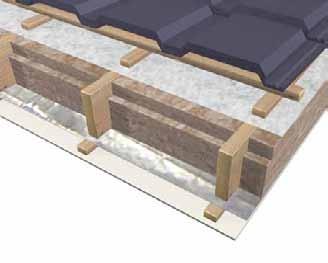 6.1.2 Design details: Pitched roofs Pitched roofs rafter level Between rafters with service void Advantages Pr08 3 Can be used with taught or draped LR underlay 3 Using Earthwool Rafter Roll 32/