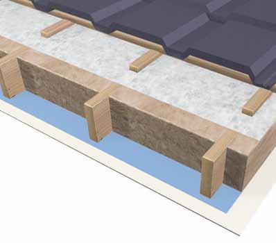 6.1.2 Design details: Pitched roofs Pitched roofs rafter level Between rafters only Advantages 3 Uses void in structure as insulation zone 3 Mineral wool products can be friction fitted with no