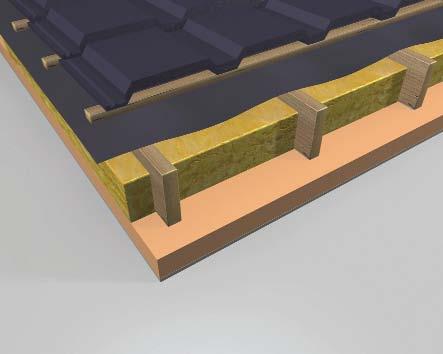6.1.2 Design details: Pitched roofs Pitched roofs rafter level Between and below rafters existing roof Pr12 Advantages Robust nature of Polyfoam in Linerboard supports the plasterboard, improving its