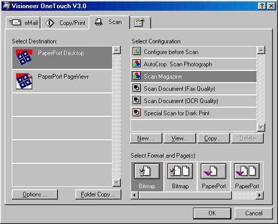 CONFIGURING THE SCANNER 23 Select a software application to send the scanned image to that application. Click this tab to set preferences. Select a setting for scanning the item.