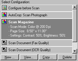 24 VISIONEER ONETOUCH 5820 SCANNER INSTALLATION GUIDE 2. Choose Configure from the shortcut menu. The Configuration dialog box appears.