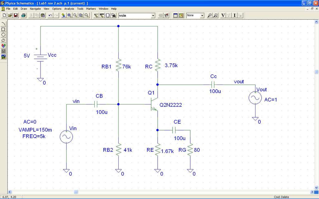 1.5 Analysis of Output Resistance in PSpice Output resistance analysis is much the same as that of input resistance except that the AC input voltage must be set to 0 V, a voltage source must be